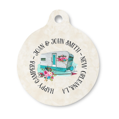 Camper Round Pet ID Tag - Small (Personalized)