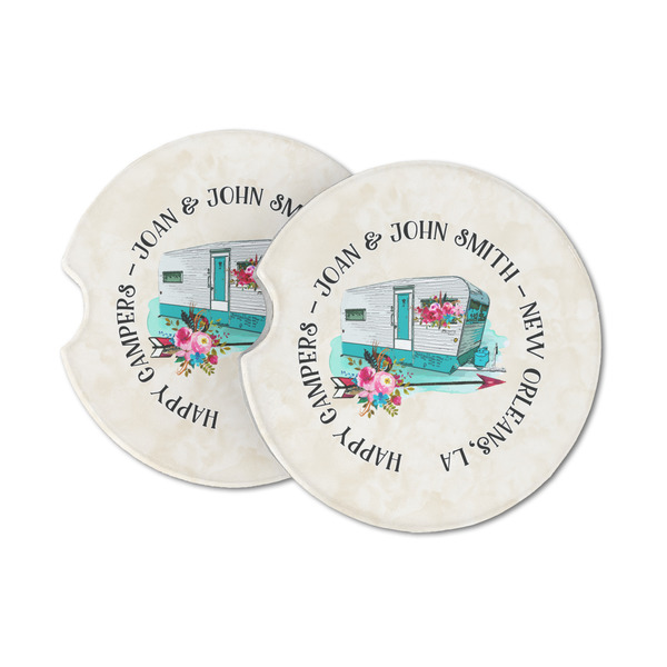 Custom Camper Sandstone Car Coasters - Set of 2 (Personalized)