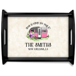 Camper Black Wooden Tray - Large (Personalized)