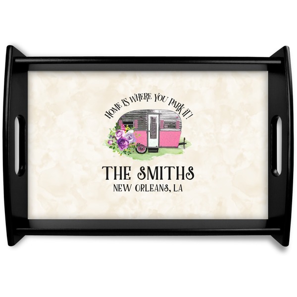 Custom Camper Black Wooden Tray - Small (Personalized)