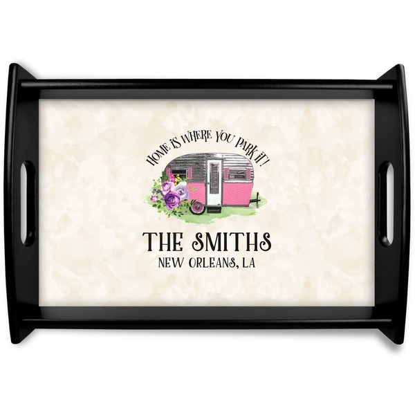 Custom Camper Black Wooden Tray - Small (Personalized)