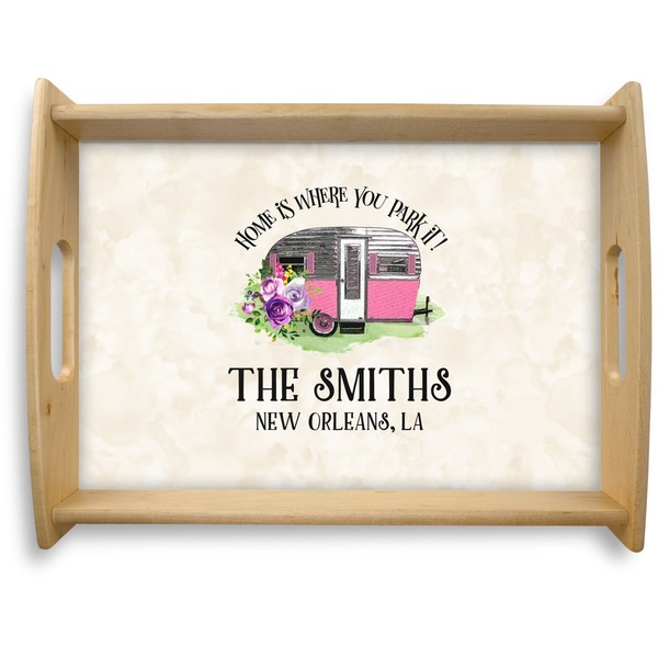 Custom Camper Natural Wooden Tray - Large (Personalized)