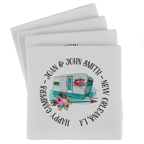 Custom Camper Absorbent Stone Coasters - Set of 4 (Personalized)