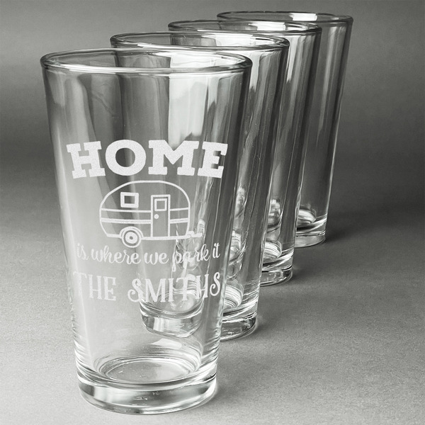 Camper Set of Four Engraved Pint Glasses - Set View