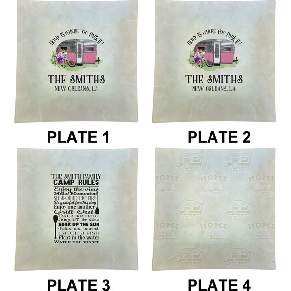 Camper Set of Square Dinner Plates (Approval)