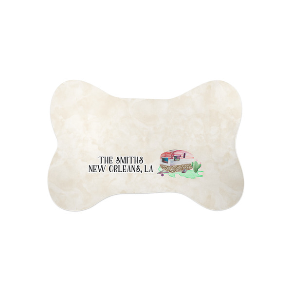 Custom Camper Bone Shaped Dog Food Mat (Small) (Personalized)