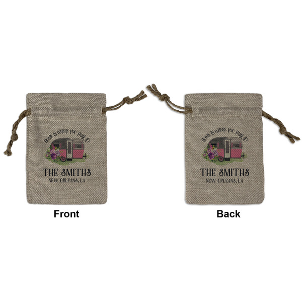 Custom Camper Small Burlap Gift Bag - Front & Back (Personalized)