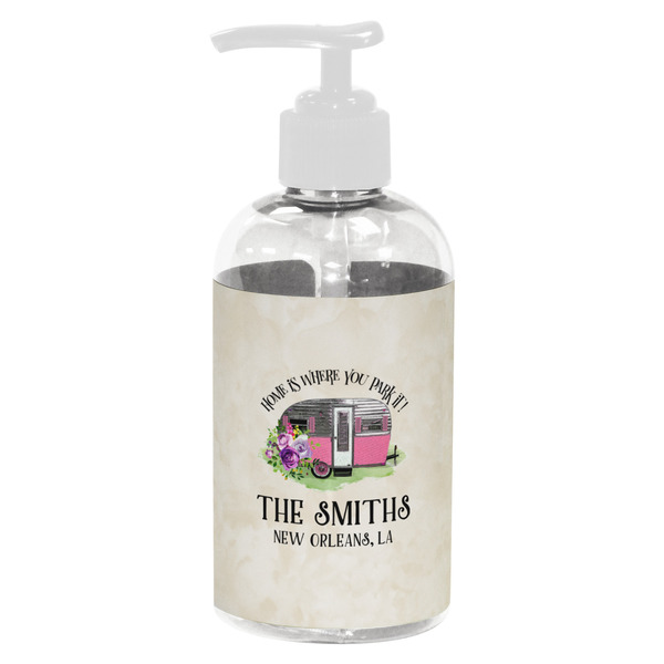 Custom Camper Plastic Soap / Lotion Dispenser (8 oz - Small - White) (Personalized)