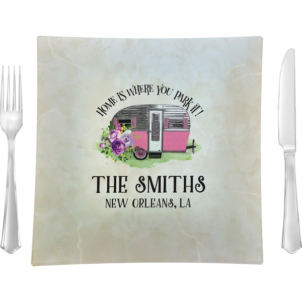 Custom Camper Glass Square Lunch / Dinner Plate 9.5" (Personalized)