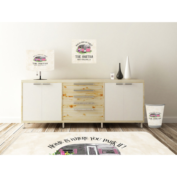 Camper Square Wall Decal Wooden Desk