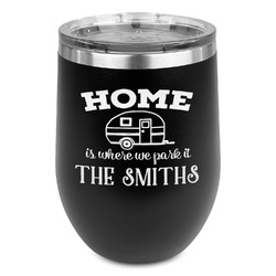 Camper Stemless Stainless Steel Wine Tumbler - Black - Double Sided (Personalized)