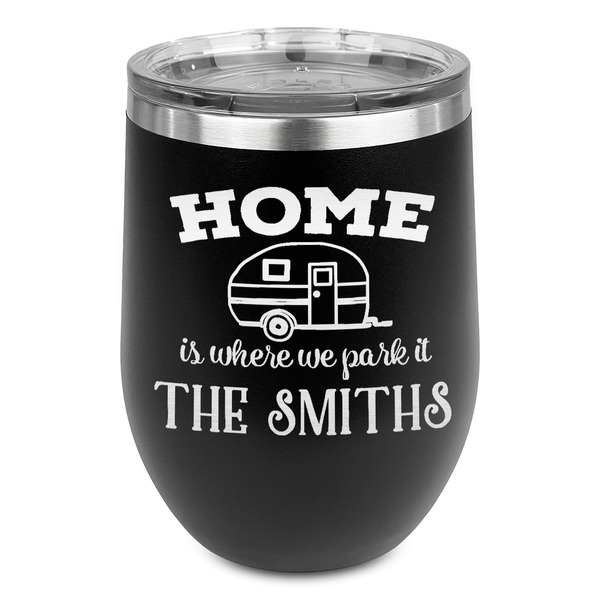 Custom Camper Stemless Stainless Steel Wine Tumbler - Black - Single Sided (Personalized)