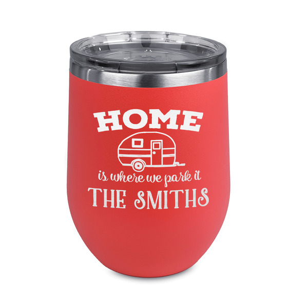 Custom Camper Stemless Stainless Steel Wine Tumbler - Coral - Single Sided (Personalized)