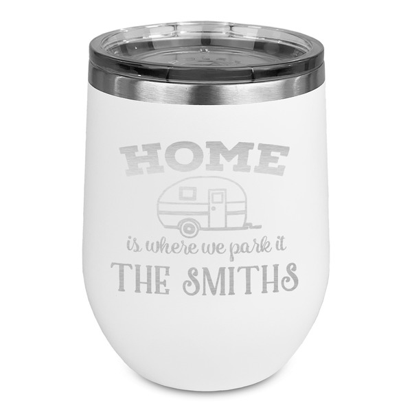 Custom Camper Stemless Stainless Steel Wine Tumbler - White - Double Sided (Personalized)