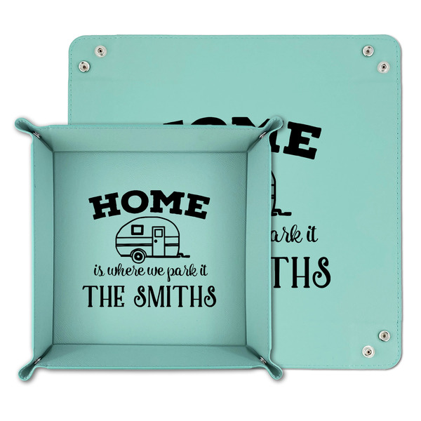 Camper Teal Faux Leather Valet Trays - PARENT MAIN