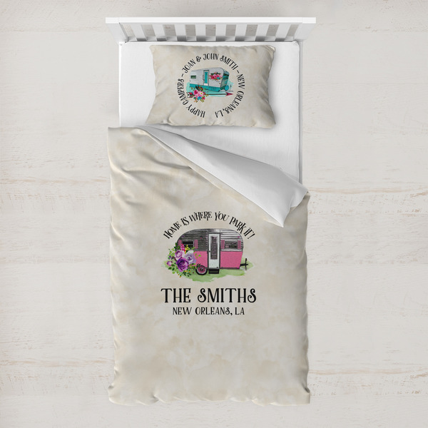 Custom Camper Toddler Bedding w/ Name or Text