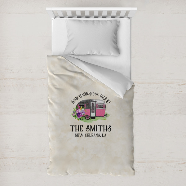 Custom Camper Toddler Duvet Cover w/ Name or Text