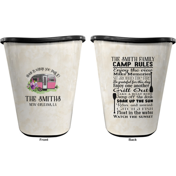 Camper Trash Can Black - Front and Back - Apvl