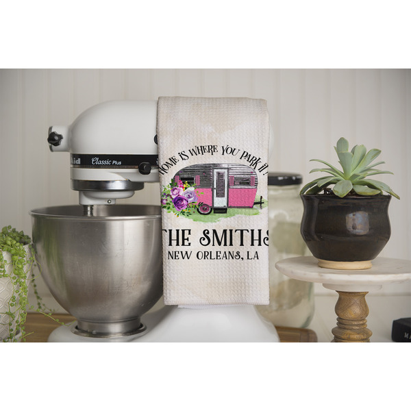 Camper Waffle Weave Towel - Full Color Print - Lifestyle Image