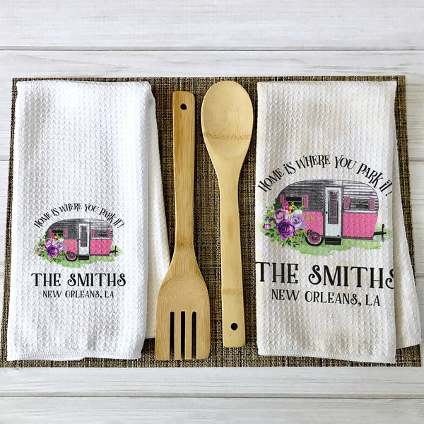 Camper Waffle Weave Towels - 2 Print Styles