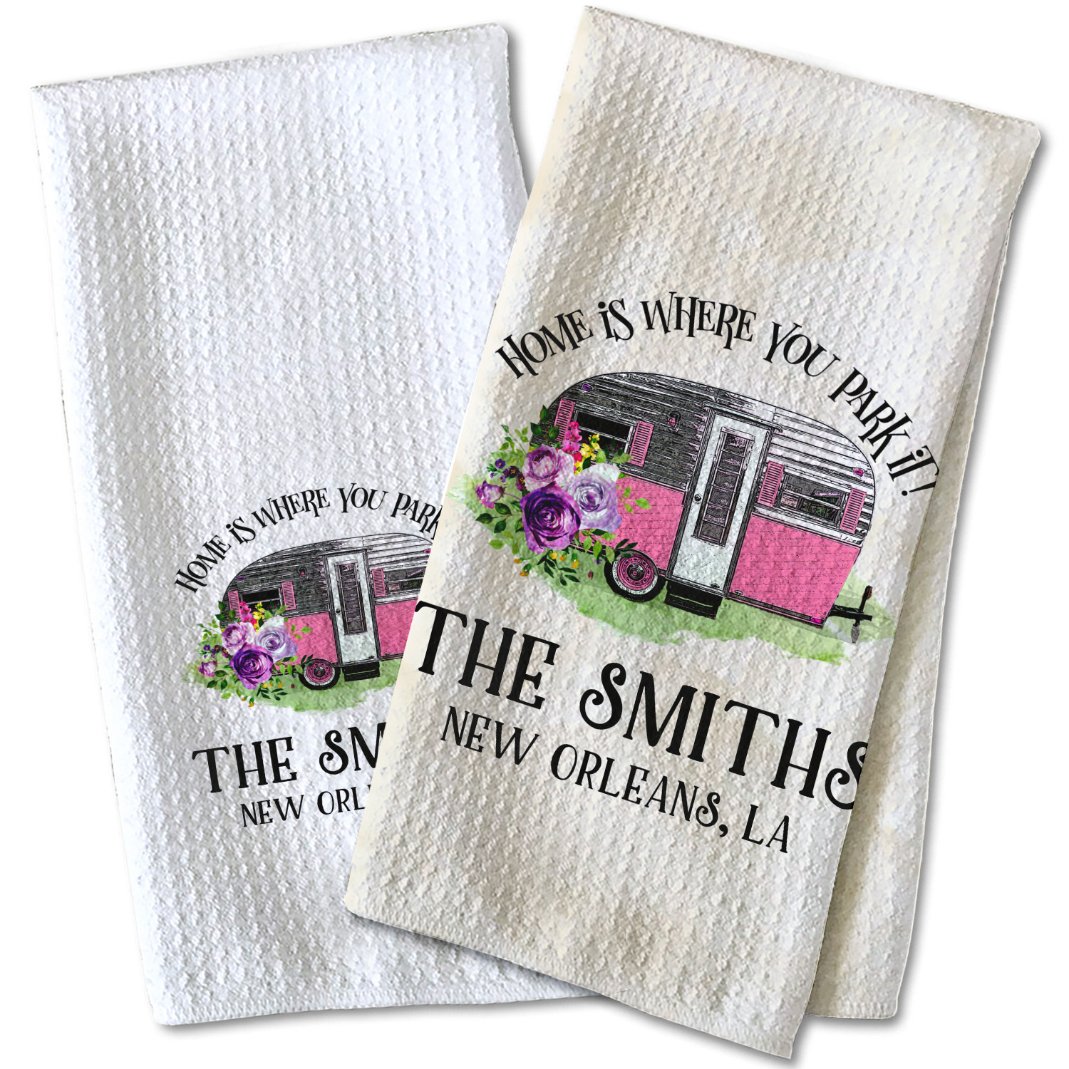 Travel Trailer Gift Camper Decor Personalized Home Sweet Camper Waffle Weave Dish Towel Personalized Kitchen Towel Camper Accessories Personalized Dish Towel 
