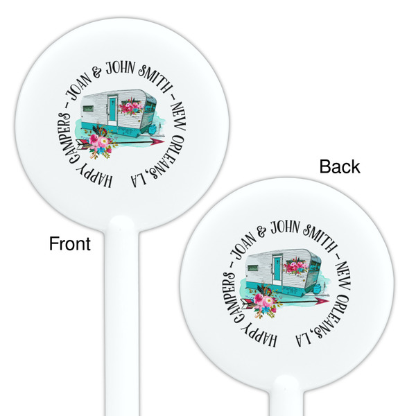 Camper White Plastic 5.5" Stir Stick - Double Sided - Round - Front & Back