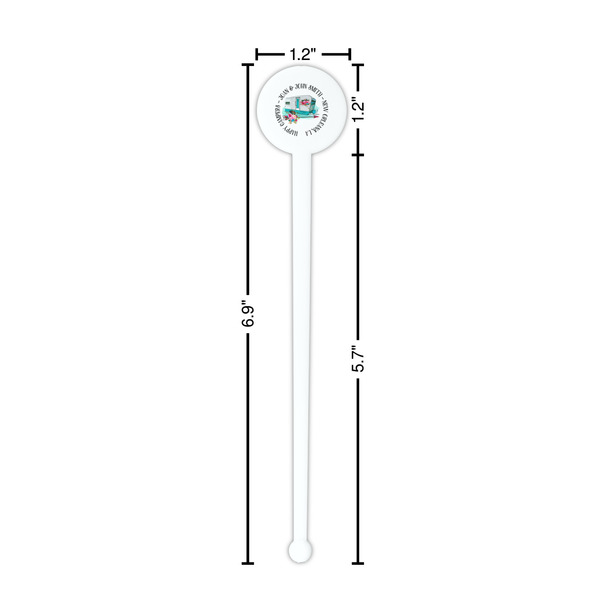 Camper White Plastic 7" Stir Stick - Round - Dimensions