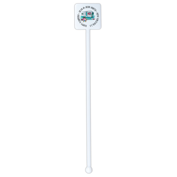 Camper White Plastic Stir Stick - Double Sided - Square - Single Stick