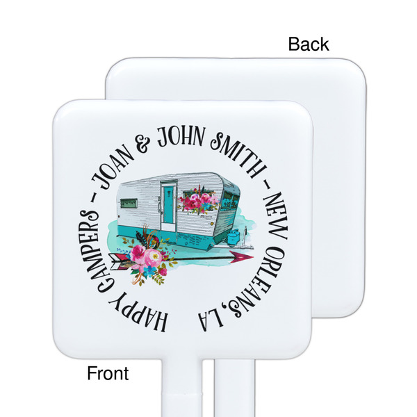 Camper White Plastic Stir Stick - Single Sided - Square - Approval