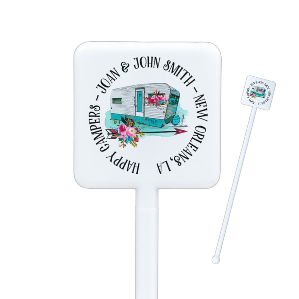 Custom Camper Square Plastic Stir Sticks - Double Sided (Personalized)