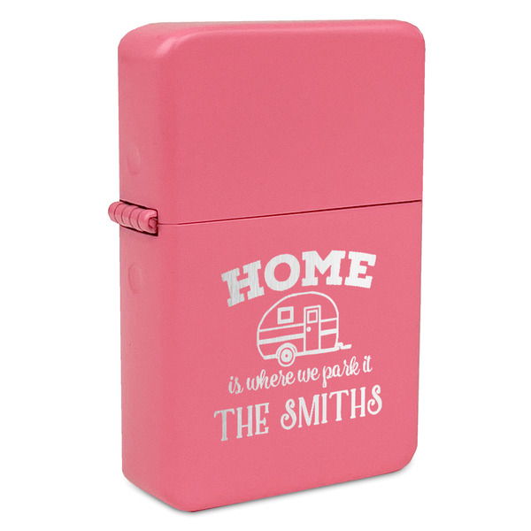 Custom Camper Windproof Lighter - Pink - Double Sided & Lid Engraved (Personalized)