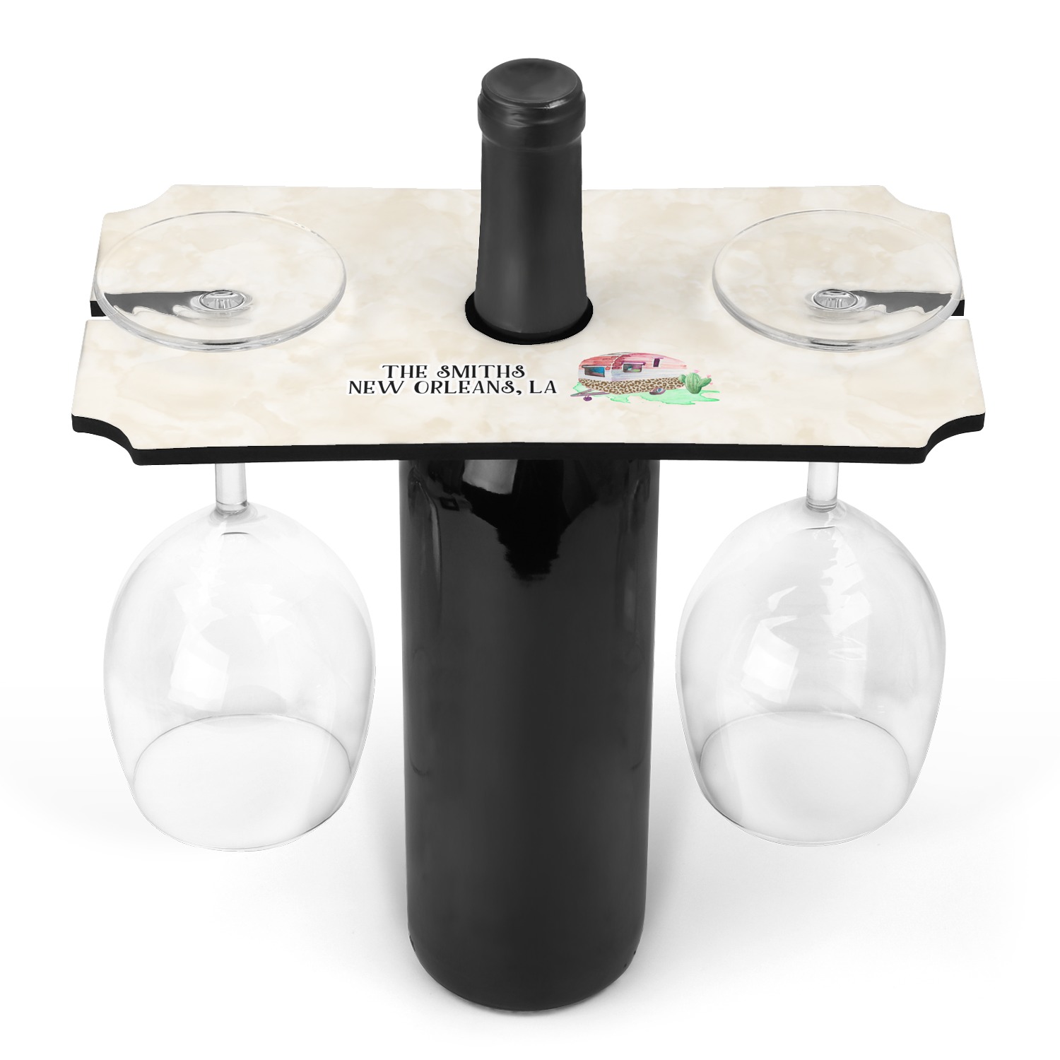 Custom Camper Wine Bottle & Glass Holder (Personalized) YouCustomizeIt