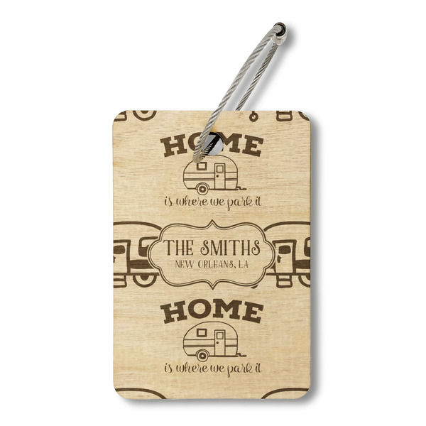 Custom Camper Wood Luggage Tag - Rectangle (Personalized)