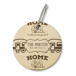 Camper Wood Luggage Tag - Round (Personalized)