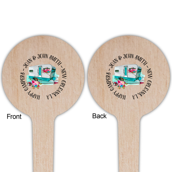 Camper Wooden 4" Food Pick - Round - Double Sided - Front & Back