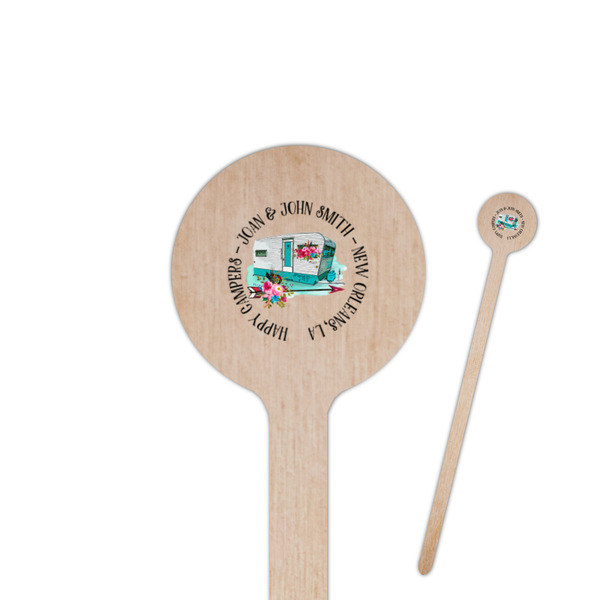 Custom Camper 6" Round Wooden Stir Sticks - Double Sided (Personalized)