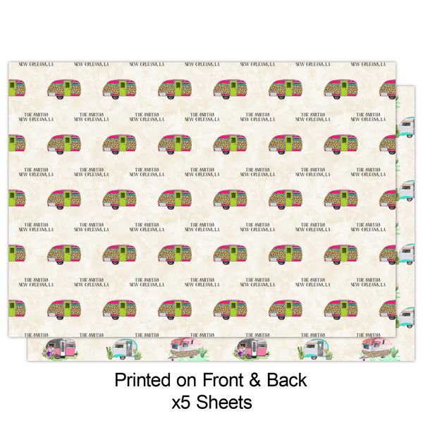 Camper Wrapping Paper Sheet - Double Sided - Front