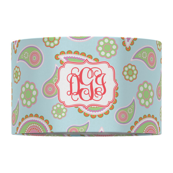 Blue Paisley 12" Drum Lampshade - FRONT (Fabric)