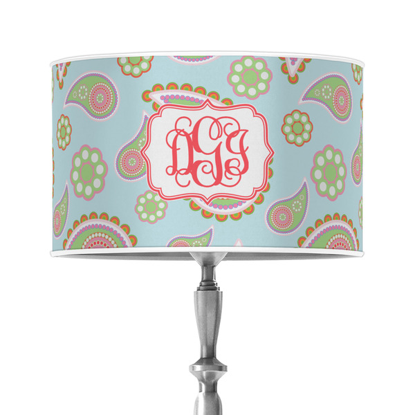 Custom Blue Paisley 12" Drum Lamp Shade - Poly-film (Personalized)