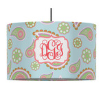 Blue Paisley 12" Drum Pendant Lamp - Fabric (Personalized)