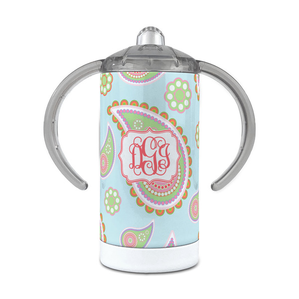 Custom Blue Paisley 12 oz Stainless Steel Sippy Cup (Personalized)