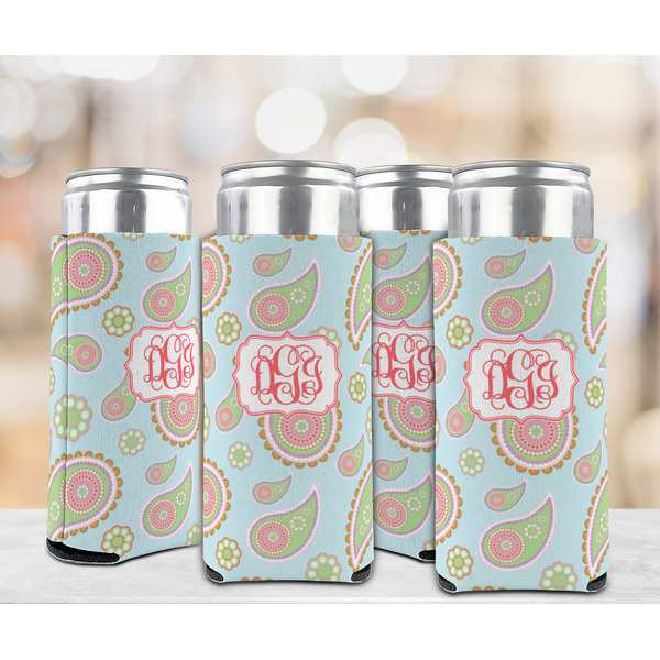 Blue Paisley 12oz Tall Can Sleeve - Set of 4 - LIFESTYLE