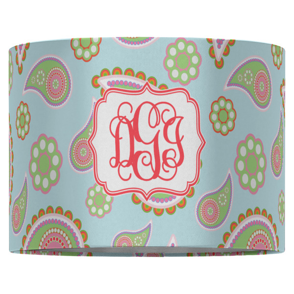Blue Paisley 16" Drum Lampshade - FRONT (Fabric)