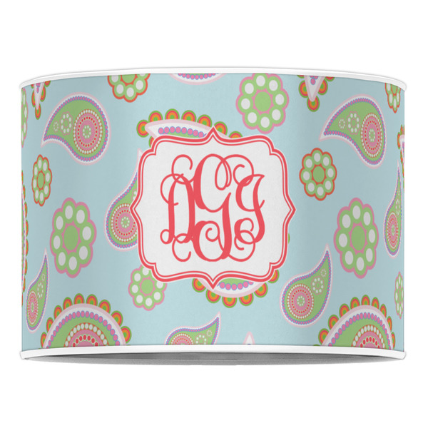 Blue Paisley 16" Drum Lampshade - FRONT (Poly Film)