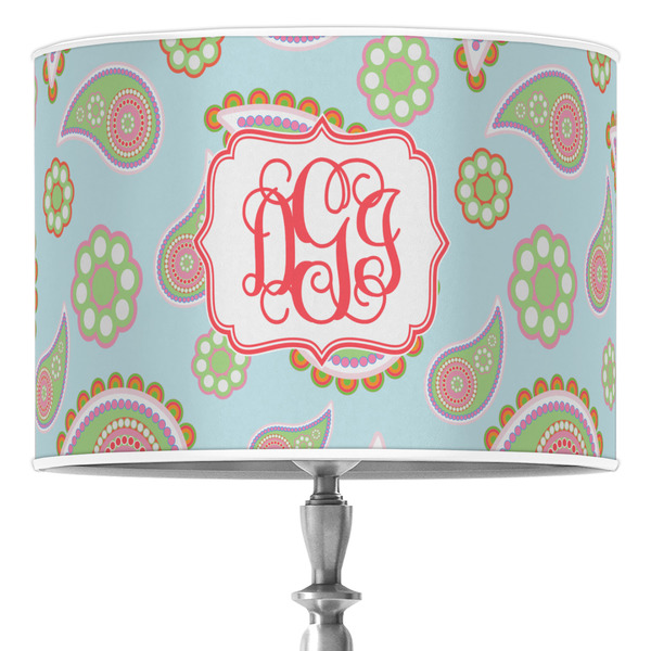 Custom Blue Paisley 16" Drum Lamp Shade - Poly-film (Personalized)