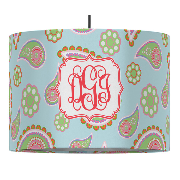 Custom Blue Paisley Drum Pendant Lamp (Personalized)