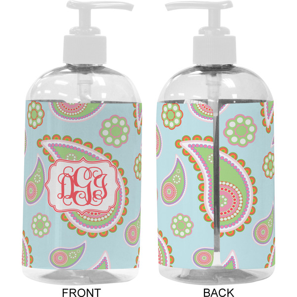 Blue Paisley 16 oz Plastic Liquid Dispenser- Approval- White