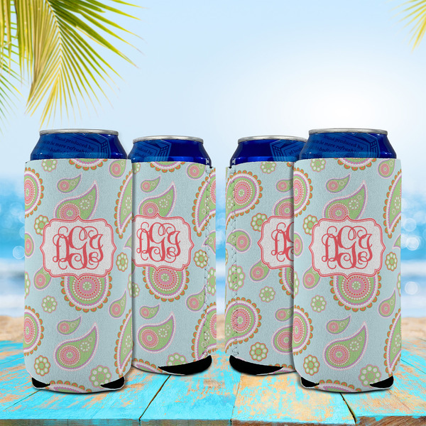 Blue Paisley 16oz Can Sleeve - Set of 4 - LIFESTYLE