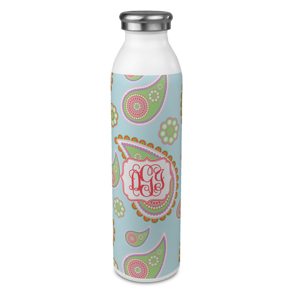 Custom Blue Paisley 20oz Stainless Steel Water Bottle - Full Print (Personalized)