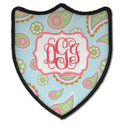 Blue Paisley Iron On Shield Patch B w/ Monogram